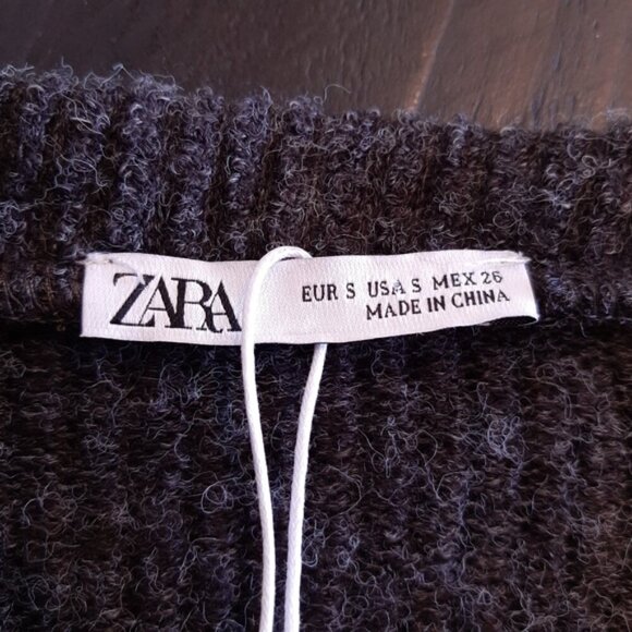 3/$20 Zara Oversized Ribbed Knit Short Sleeve Sweater Raw Hem Drop Shoulder - Picture 13 of 14